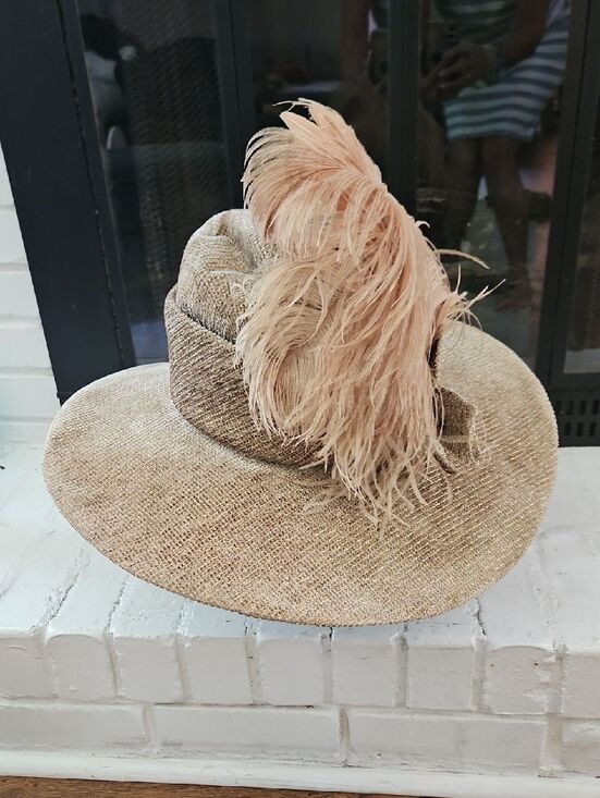 Suzanne Couture Millinery Wide-Brim Ostrich Feather Natural Accent Hat main image 7
